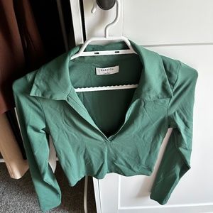 Babaton Green Collared Contour Long Sleeve Size S